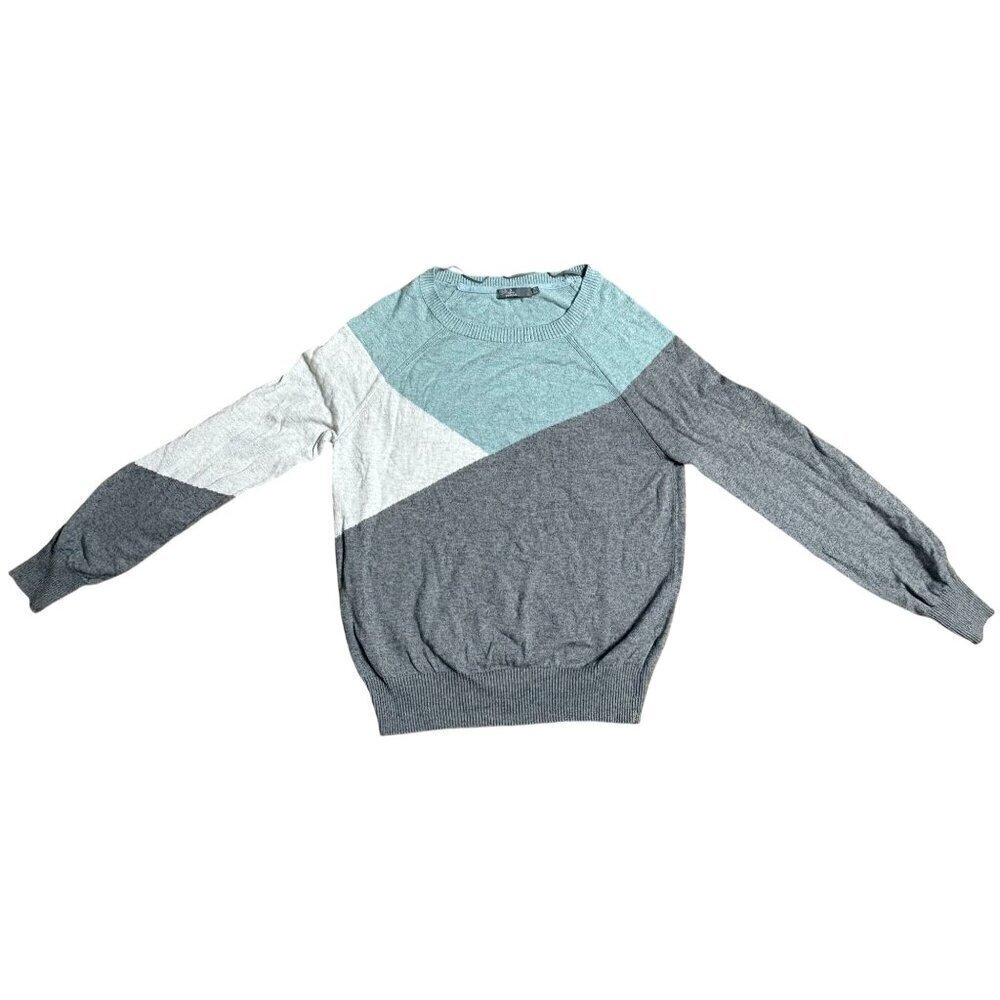 Prana Merino Wool Cotton Women's S Color Block Crewneck Sweater Long Sleeve